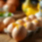 Freshly cracked eggs ready for omelette preparation