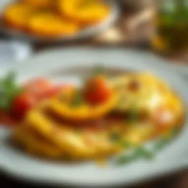 Garnishes and herbs enhancing the omelette presentation
