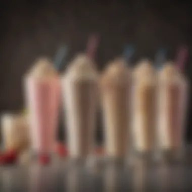 A variety of milkshake flavors