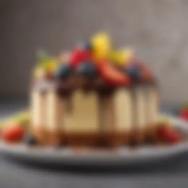 Colorful Variation of Keto Cheesecake Colorful variation of keto cheesecake with chocolate drizzle