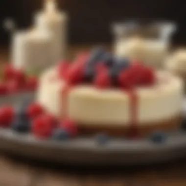 Elegant Presentation of Keto Cheesecake Elegant presentation of keto cheesecake on a rustic table