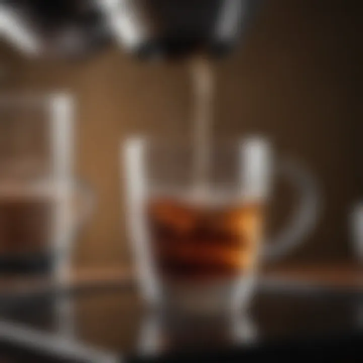 Clear water being poured into a coffee maker, highlighting water quality.