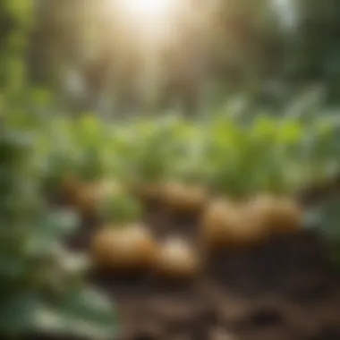 Healthy potato plants flourishing in a garden environment