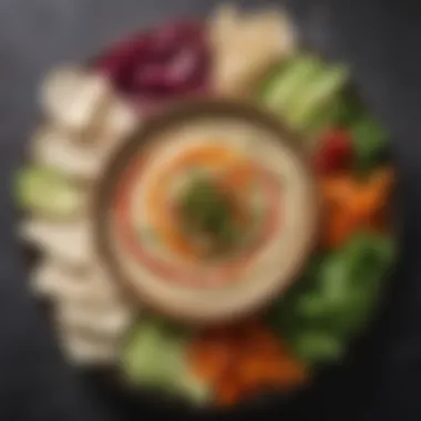 Dipping Options for Hummus An array of fresh vegetables and pita bread for dipping into hummus.