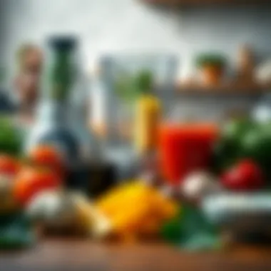 A variety of ingredients arranged for blending