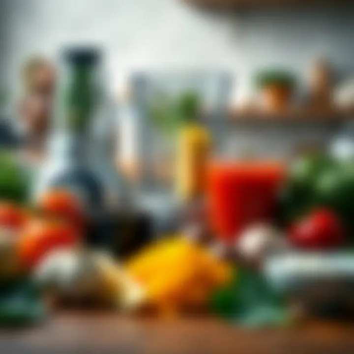 A variety of ingredients arranged for blending