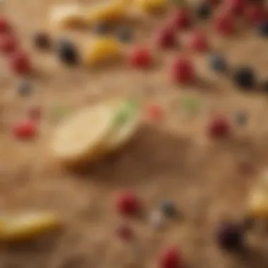 Natural Ingredients for Gluten-Free and Sugar-Free Beverages A visually appealing display of gluten-free grains and fruits used in drinks
