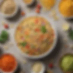 Colorful ingredients for macaroni salad