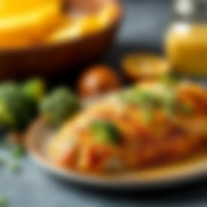 Ingredients for a Flavorful Dish Ingredients for stuffed chicken breast including broccoli and cheese