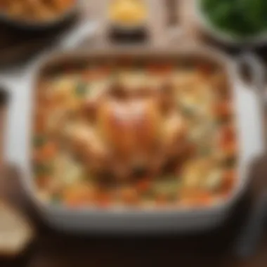 A delicious casserole featuring layers of rotisserie chicken, vegetables, and cheese