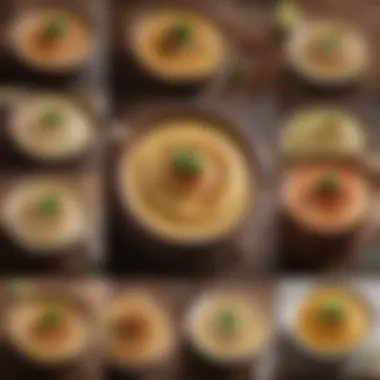 Innovative Hummus Recipe Collection A collection of innovative hummus recipes displayed on a rustic wooden table.