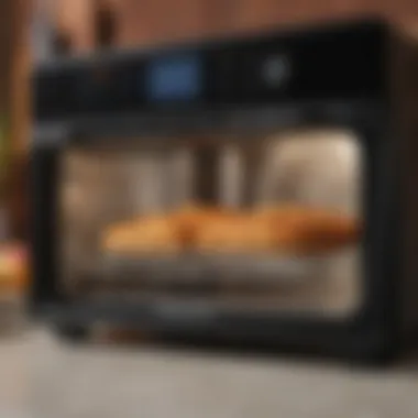 Demonstration of inside components of an air fryer toaster oven