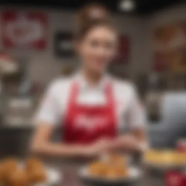 A customer service representative at a KFC location assisting a caller