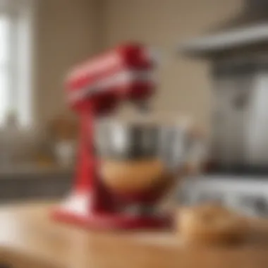 Close-up of KitchenAid mixer with dough being prepared