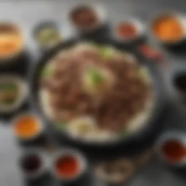 A beautifully plated dish showcasing bulgogi with sides