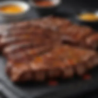 An elegant close-up of bulgogi sauce drizzled over grilled meat