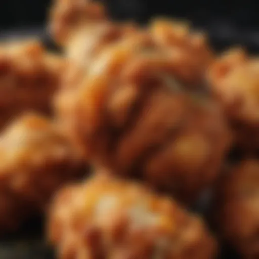 Close-up of crispy Korean fried chicken with glistening sauce