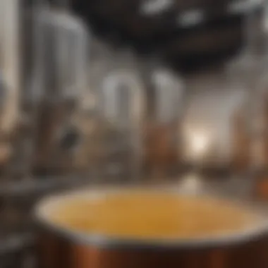 A vibrant brewery setting depicting the brewing equipment utilized in crafting low carb amber beers.