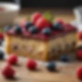 A delectable low carb snack cake topped with fresh berries