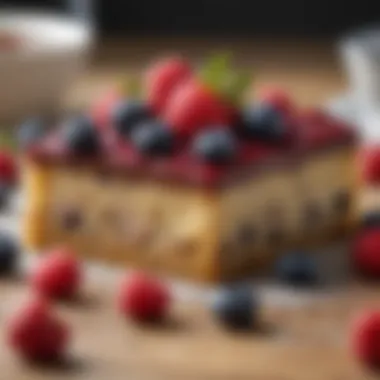 A delectable low carb snack cake topped with fresh berries