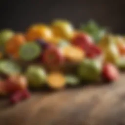 A vibrant display of high potassium fruits on a wooden table