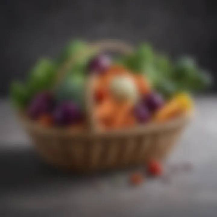 A selection of high potassium vegetables in a basket