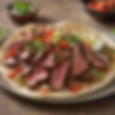 Richly Flavored Marinated Beef Close-up of marinated beef showcasing its rich flavors and spices