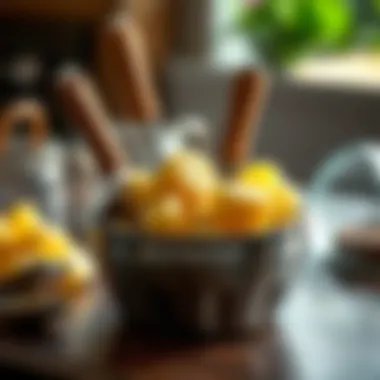 A selection of tools used for mashing potatoes.