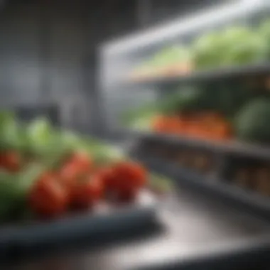 Close-up of temperature and humidity control in a vegetable storage area