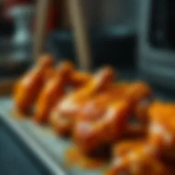 Golden brown oven-cooked chicken wings glistening with seasoning