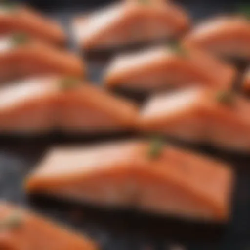 Fresh salmon fillets ready for grilling