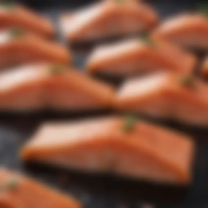 Fresh salmon fillets ready for grilling