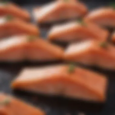 Fresh Salmon Fillets Fresh salmon fillets ready for grilling