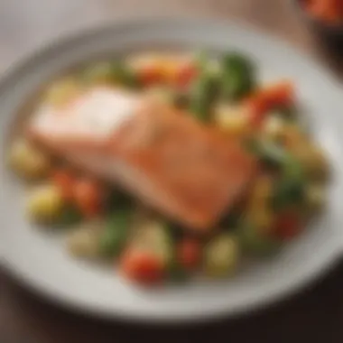 Sautéed salmon with colorful vegetables