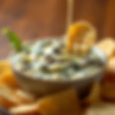 Creamy Delight A creamy bowl of spinach artichoke dip ready to be enjoyed