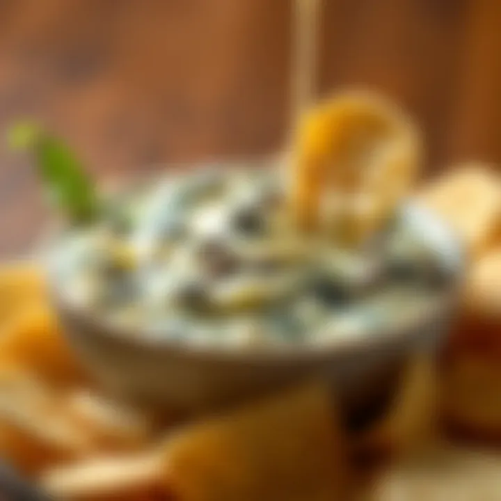 Creamy Delight A creamy bowl of spinach artichoke dip ready to be enjoyed