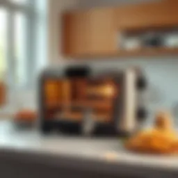 Elegant air fryer toaster oven in a modern kitchen setting