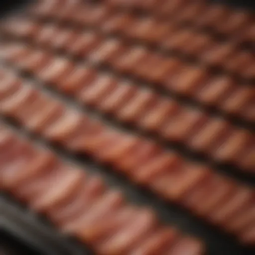 Perfectly crispy bacon slices glistening in a pan