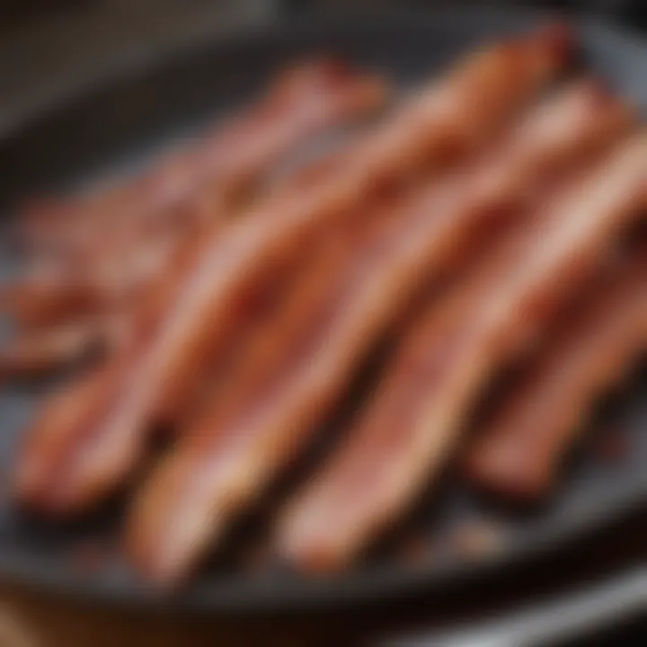 A close-up of perfectly crispy bacon on a plate