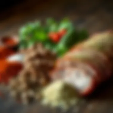 Essential Seasonings for Flavorful Pork A variety of spices and herbs arranged for seasoning pork loin