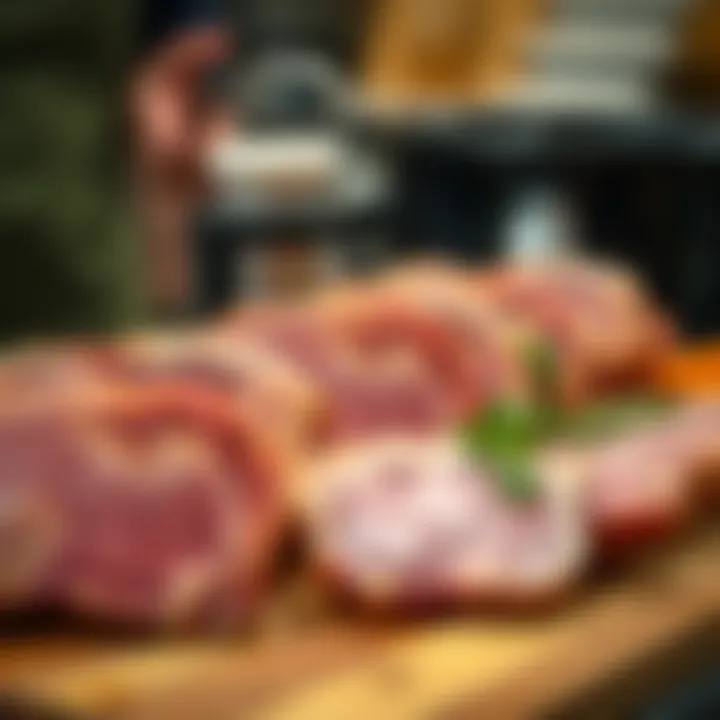 Choosing the Perfect Pork Loin Selection of high-quality pork loin cuts with marbling