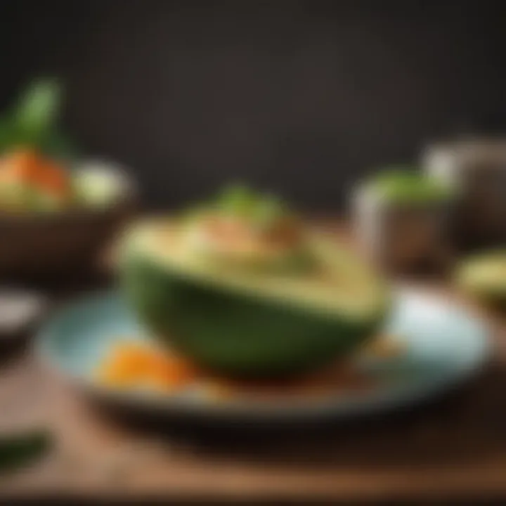 A vibrant dish featuring avocado as the star ingredient, beautifully presented.