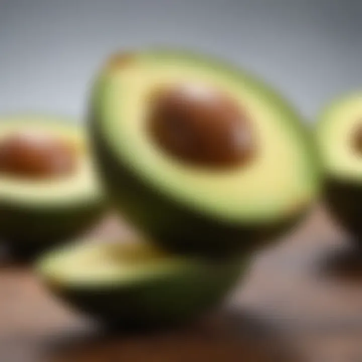 A perfectly ripe avocado sliced open, showcasing its vibrant green flesh.