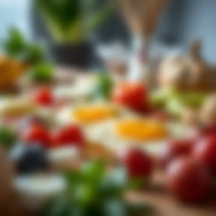 A close-up of various ingredients laid out for omelette preparation, emphasizing freshness.