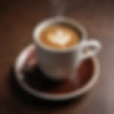 A close-up of a perfectly brewed cup of coffee, emphasizing the rich colors and textures.