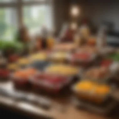 Creative Meal Preparation A beautifully arranged meal prep layout with containers