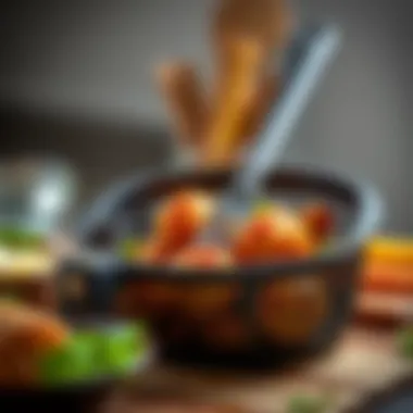 Close-up of maintenance practices for the Emeril Lagasse air fryer basket ensuring longevity