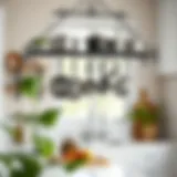 Elegant freestanding pot rack enhancing kitchen aesthetics