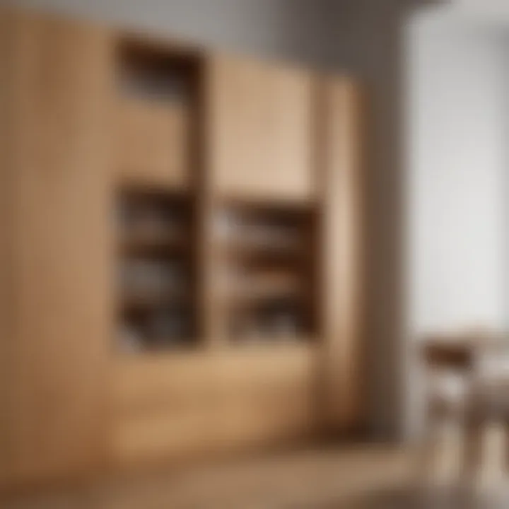 Stylish wooden space-saving cupboard enhancing the aesthetic of a minimalist room