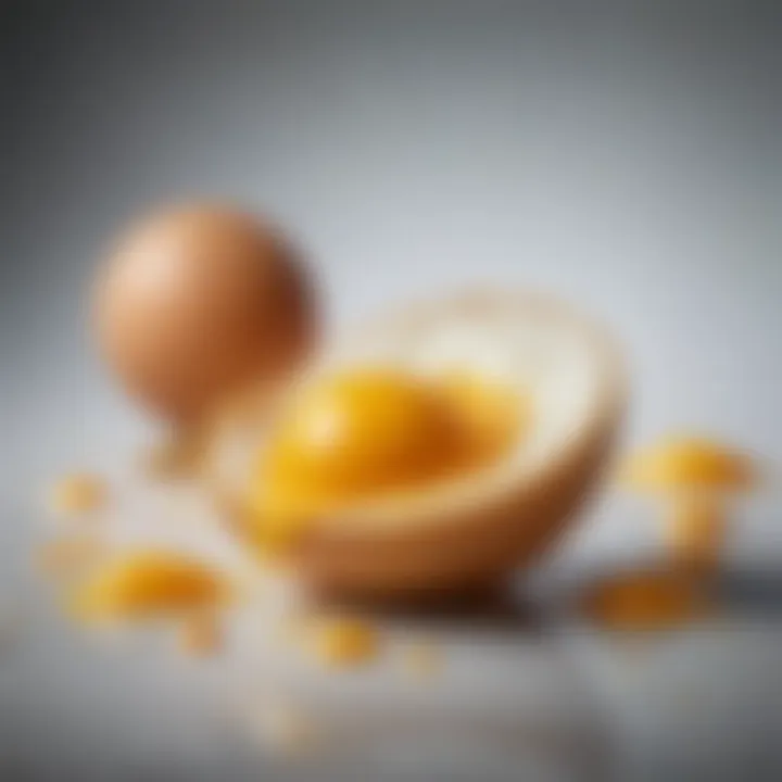 Egg yolks and oil emulsifying to create a creamy texture